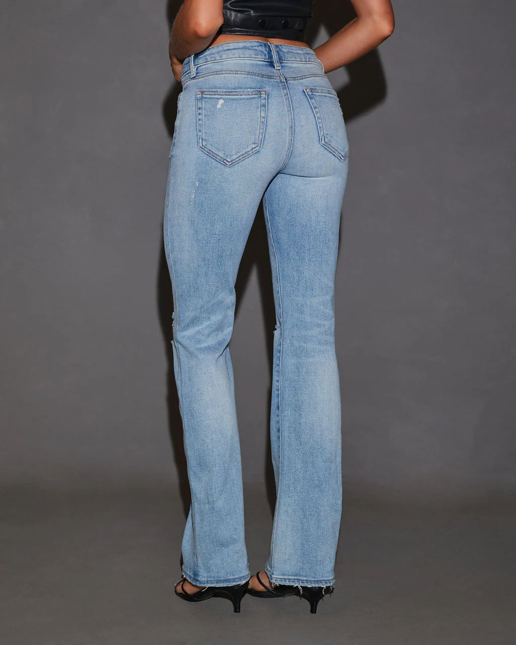 Kerra Mid Rise Distressed Bootcut Jeans