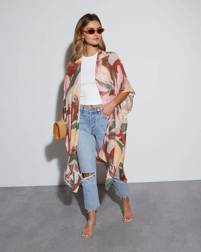 Del Rey Printed Open Front Kimono