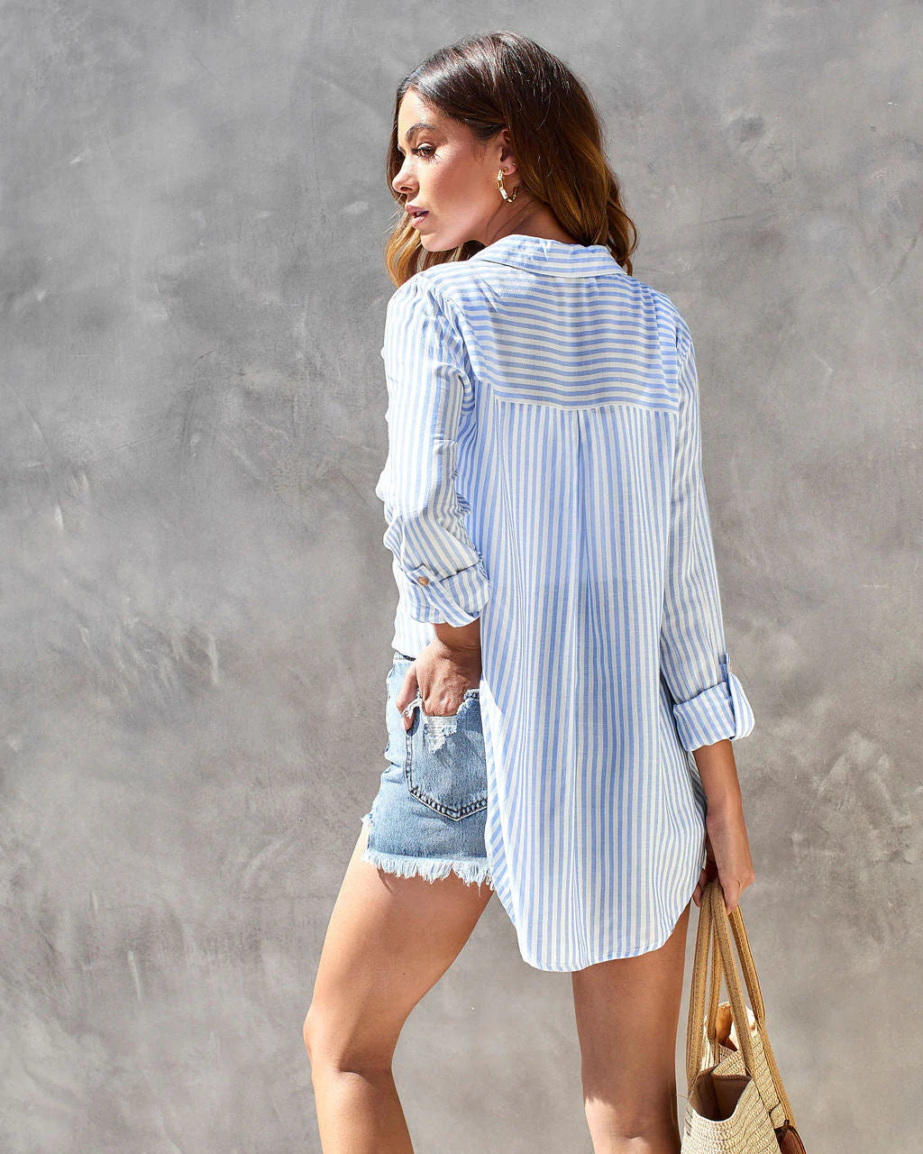 Coastal Cruising Stripe Button Down Top