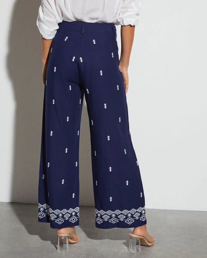 Elowyn Wide Leg Embroidered Pants