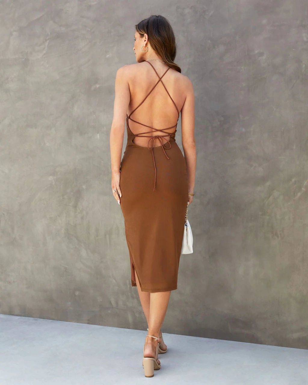 Zuri Lace Up Back Midi Dress