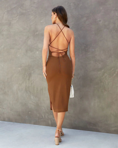 Zuri Lace Up Back Midi Dress