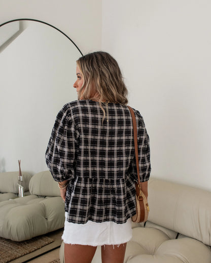 Kellianne Plaid Short Sleeve Crop Top