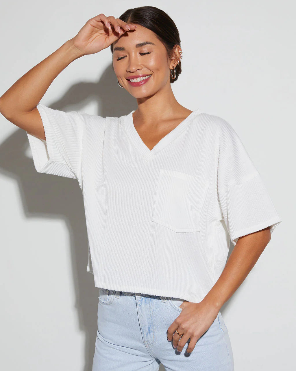 Megan Rib Knit Short Sleeve Top