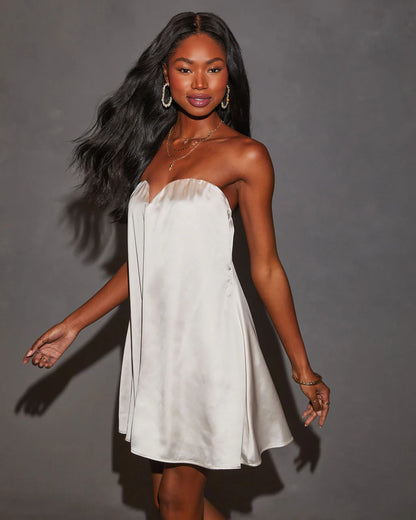 Evangeline Strapless Satin Mini Dress