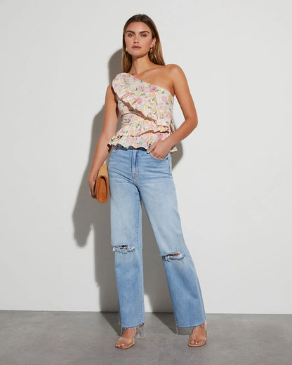 Tiana Floral One Shoulder Top