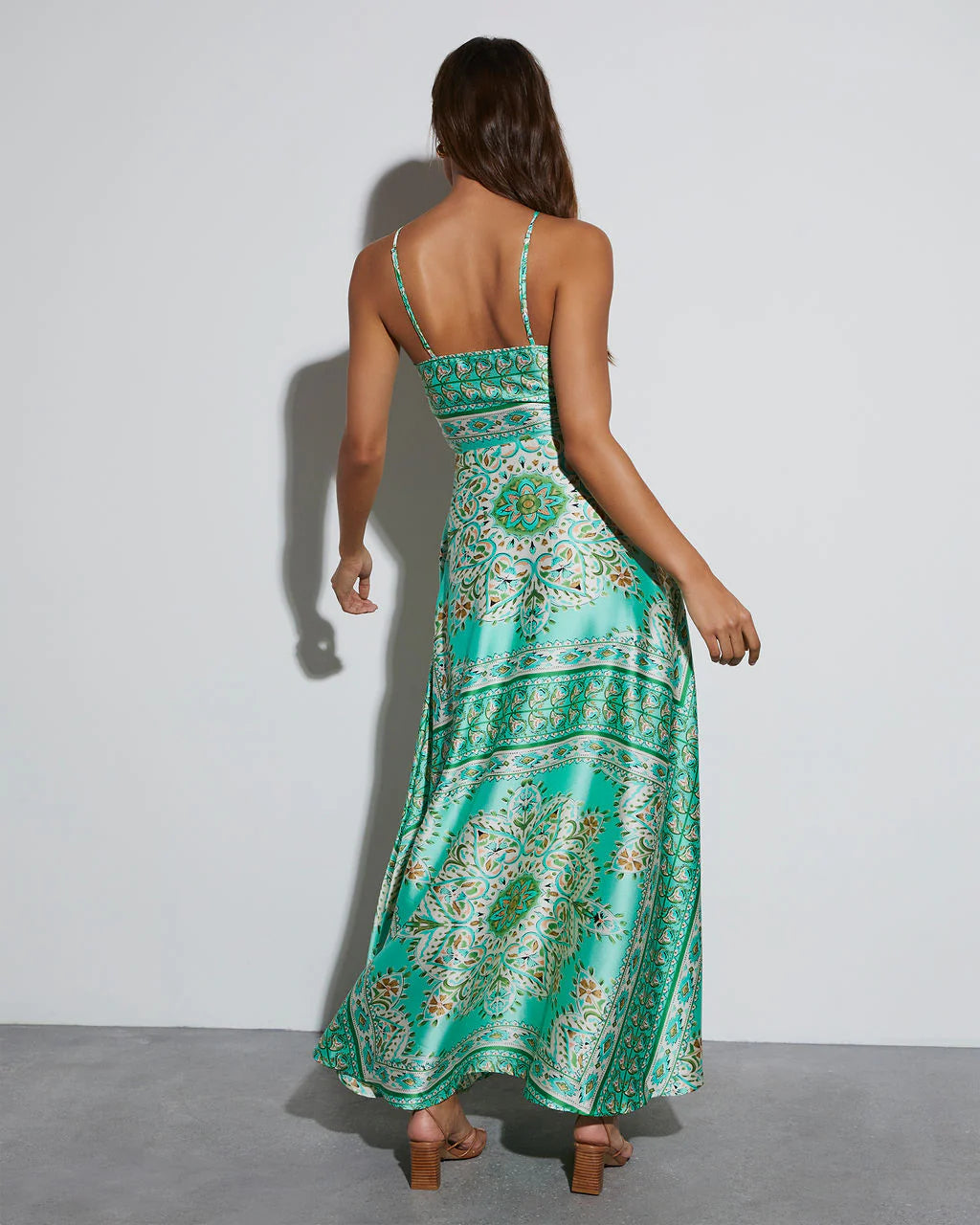 Gayle Satin Printed Maxi Dress