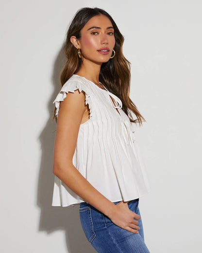 Gina Linen Tie Neck Blouse