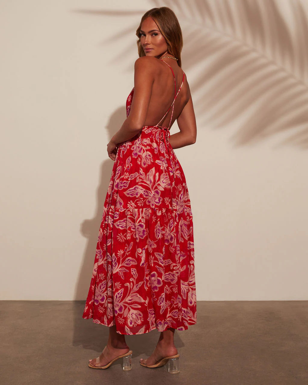 Lisette V-Neck Floral Print Tiered Maxi Dress