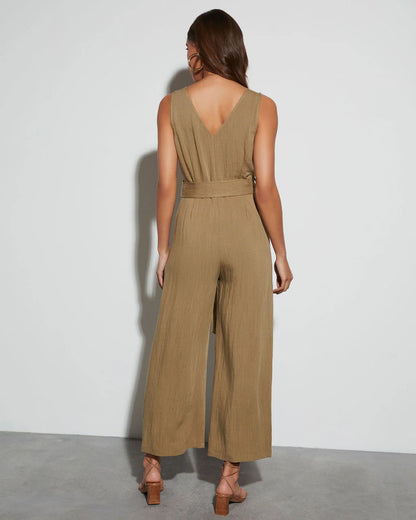 Ember Glow Tie Waist Jumpsuit