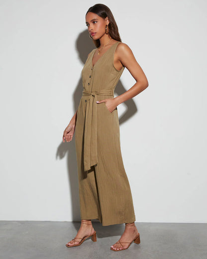 Ember Glow Tie Waist Jumpsuit