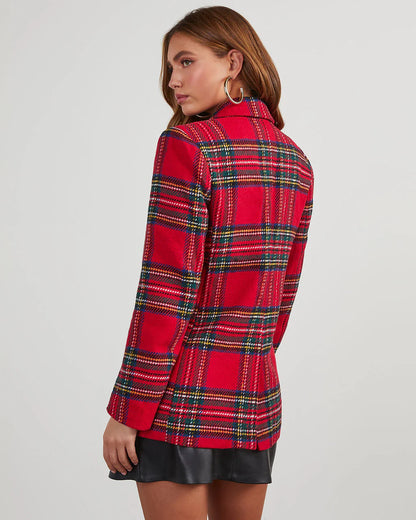 Eve Pocketed Plaid Blazer