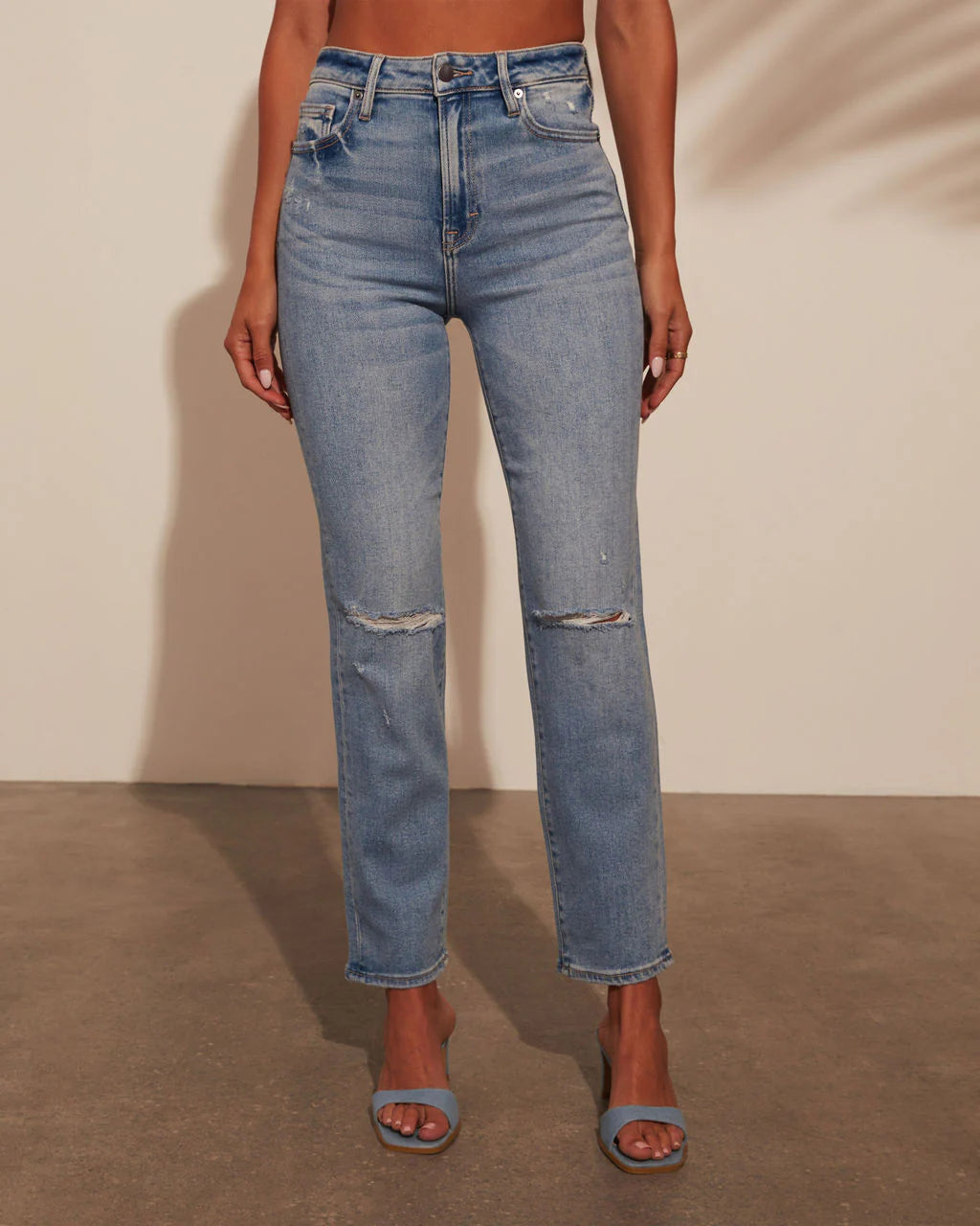 Maren High Rise Distressed Straight Leg Jeans