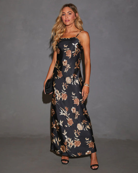 Willow Whisper Floral Satin Slip Dress