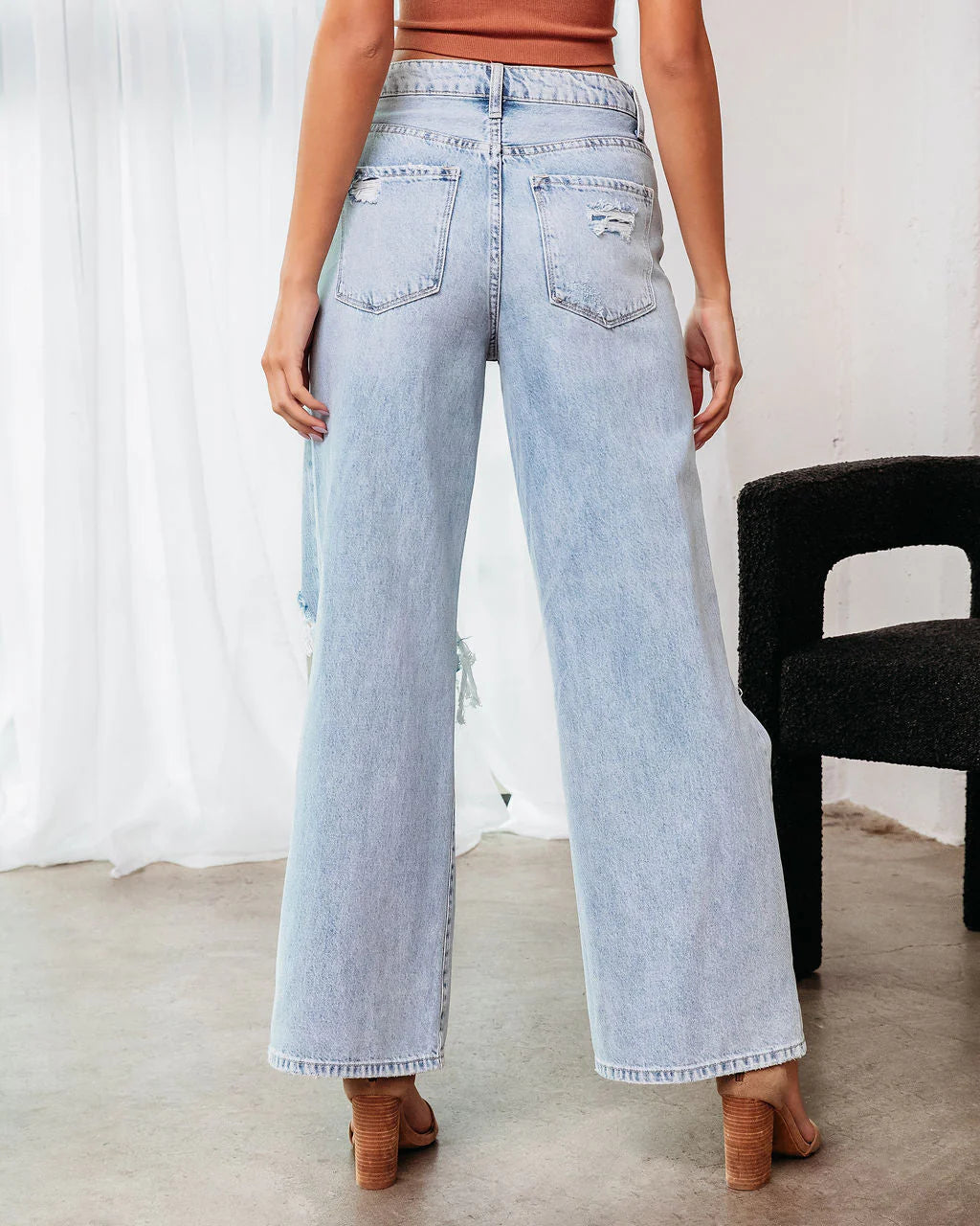 Destiny High Rise Distressed 90'S Wide Leg Jeans