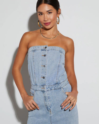 Beverly Strapless Denim Jumpsuit