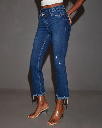 Olivia High Rise Cross Over Crop Flare Jeans