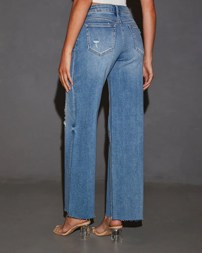 Cooper High Rise Distressed Wide Leg Jeans