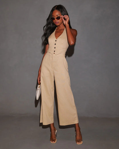 Tamar Fitted Waist Vest Jumpsuit