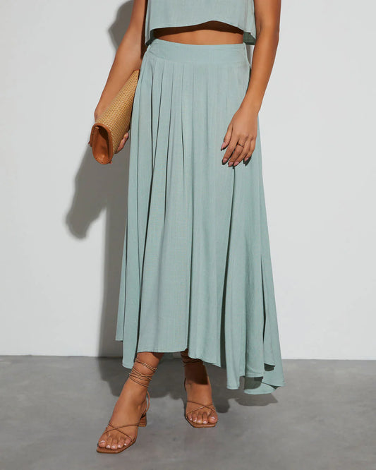 Fresh Breeze Asymmetrical Hem Maxi Skirt