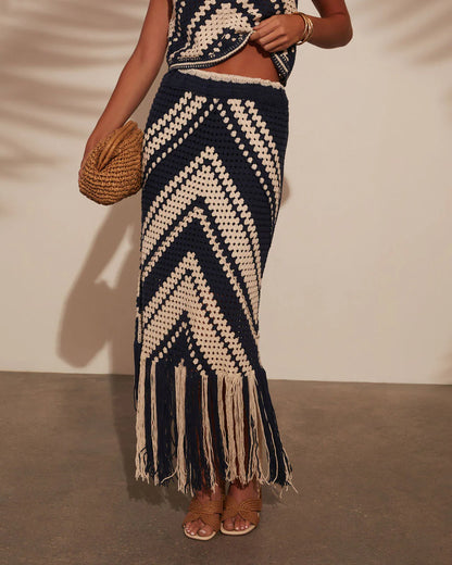 Costa Chic Fringe Crochet Maxi Skirt