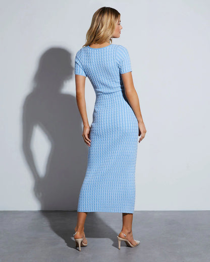 Harlie Ribbed Short Sleeve Midi Dress