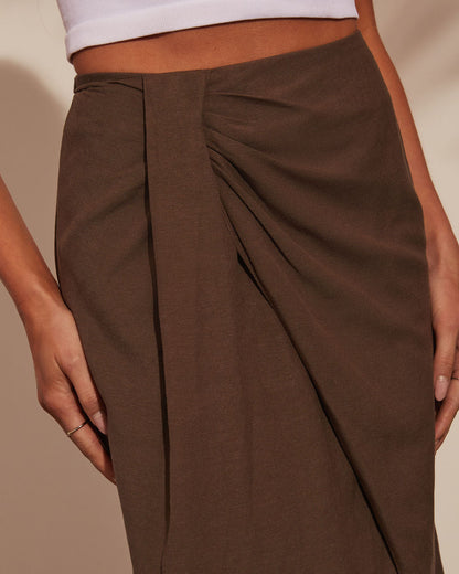 Dubai Linen Tulip Midi Skirt