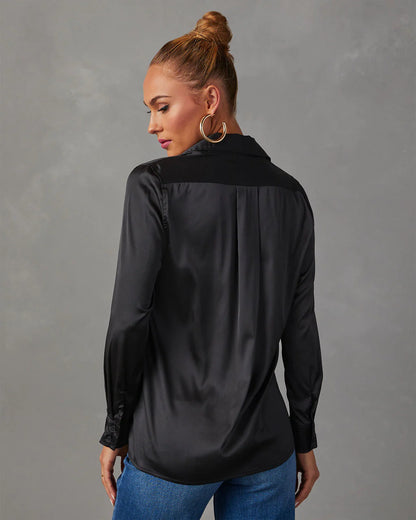 Nadine Satin Button Down Top