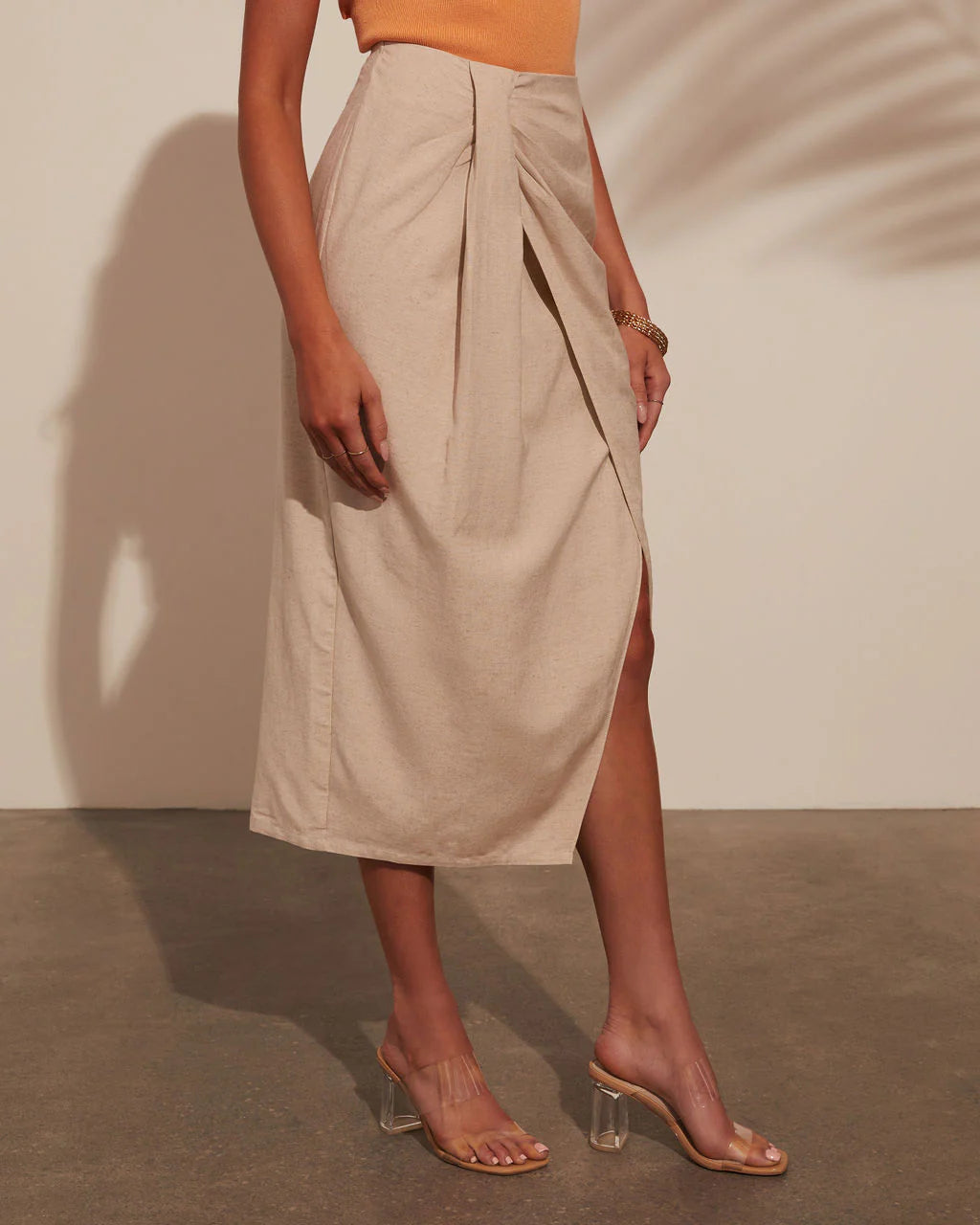 Dubai Linen Tulip Midi Skirt