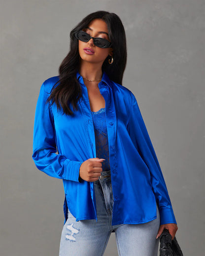 Nadine Satin Button Down Top