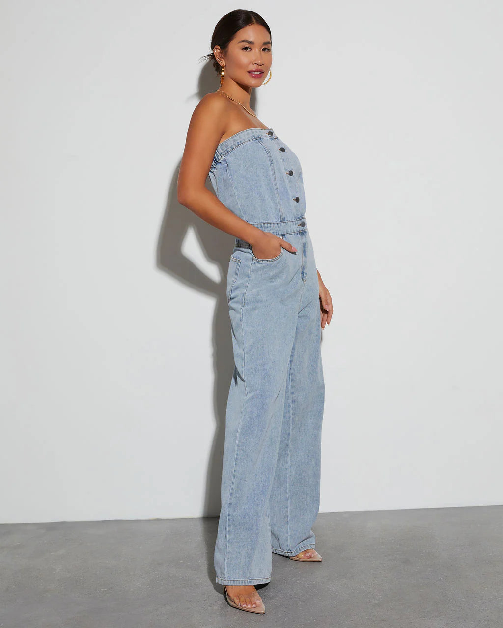 Beverly Strapless Denim Jumpsuit